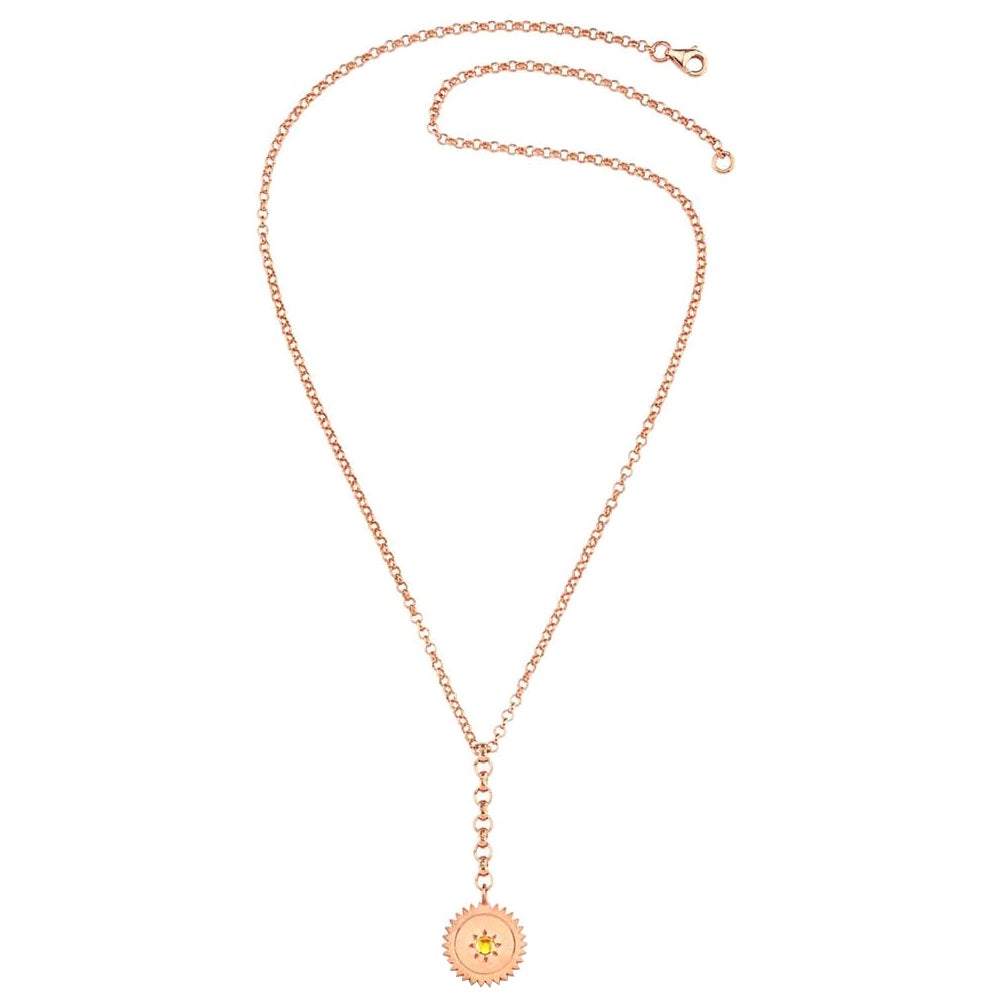 Citrine Birthstone Necklace in 14K Rose Gold, November For Sale