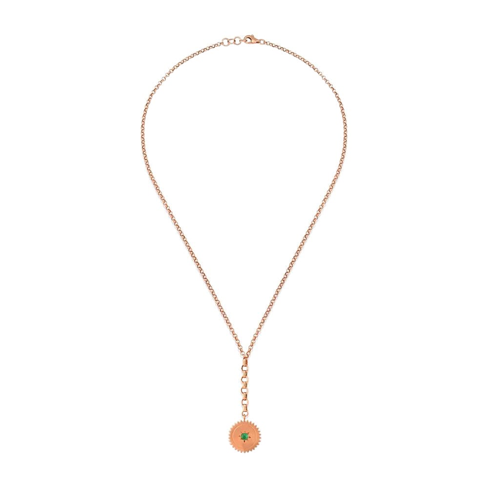 Emerald Birthstone Necklace in 14k Rose Gold May