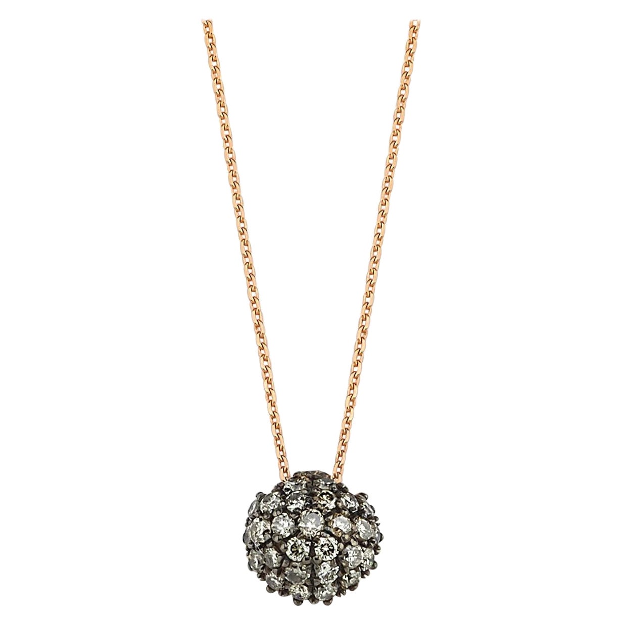 Round Cognac Diamond Necklace in 14K Rose Gold by Selda Jewellery