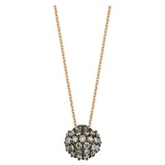 Round Cognac Diamond Necklace in 14K Rose Gold by Selda Jewellery