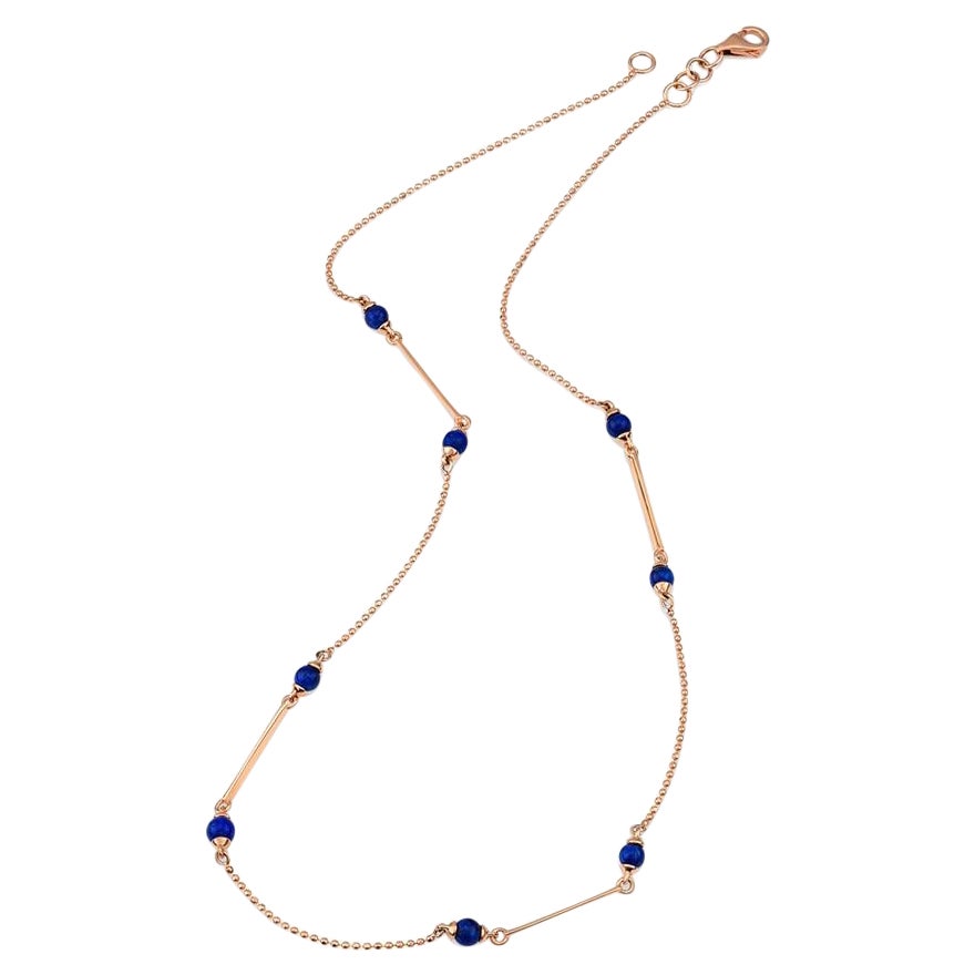 Hermia Lapis Necklace in 14K Rose Gold by Selda Jewellery For Sale