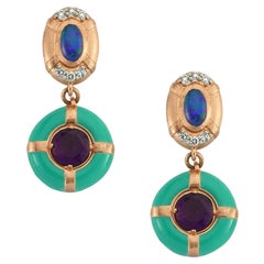 Maia 14k Rose Gold Earrings with Enamel & Amethyst by Selda Jewellery
