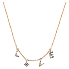 Love Necklace with White Diamond in 14k Rose Gold