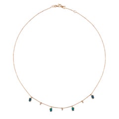Onella Seed Necklace in 14k Rose Gold with Diamond & Opal