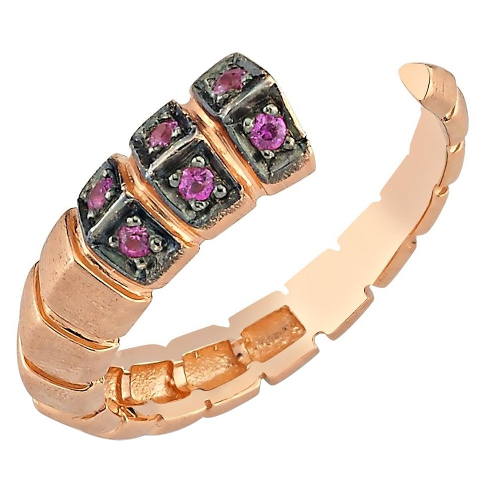 Dragon Tail Open Ring in Rose Gold with Pink Sapphire For Sale