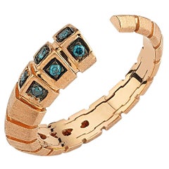 Dragon Tail Open Ring in Rose Gold with Blue Diamond