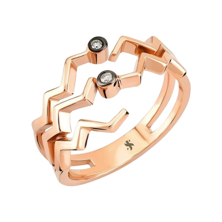 Lightning Ring in Rose Gold with 2 Single Stone Diamonds For Sale