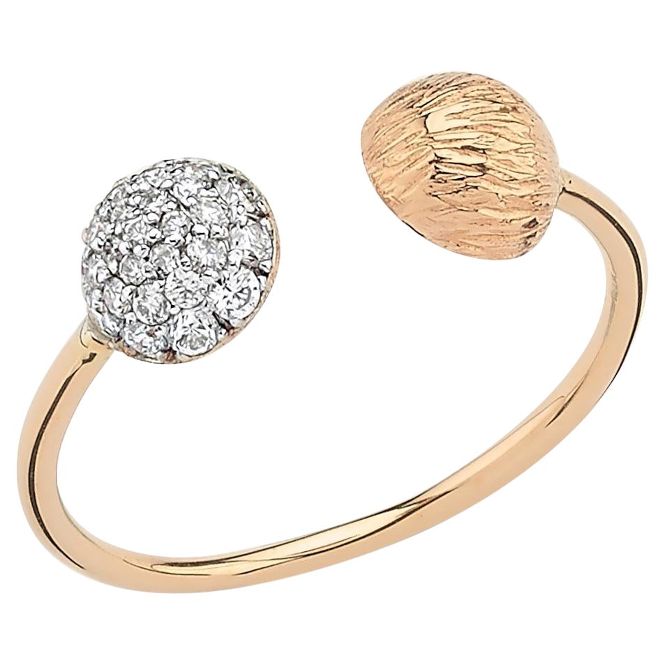 Two Balls White Diamond Ring in Rose Gold with White Diamond For Sale