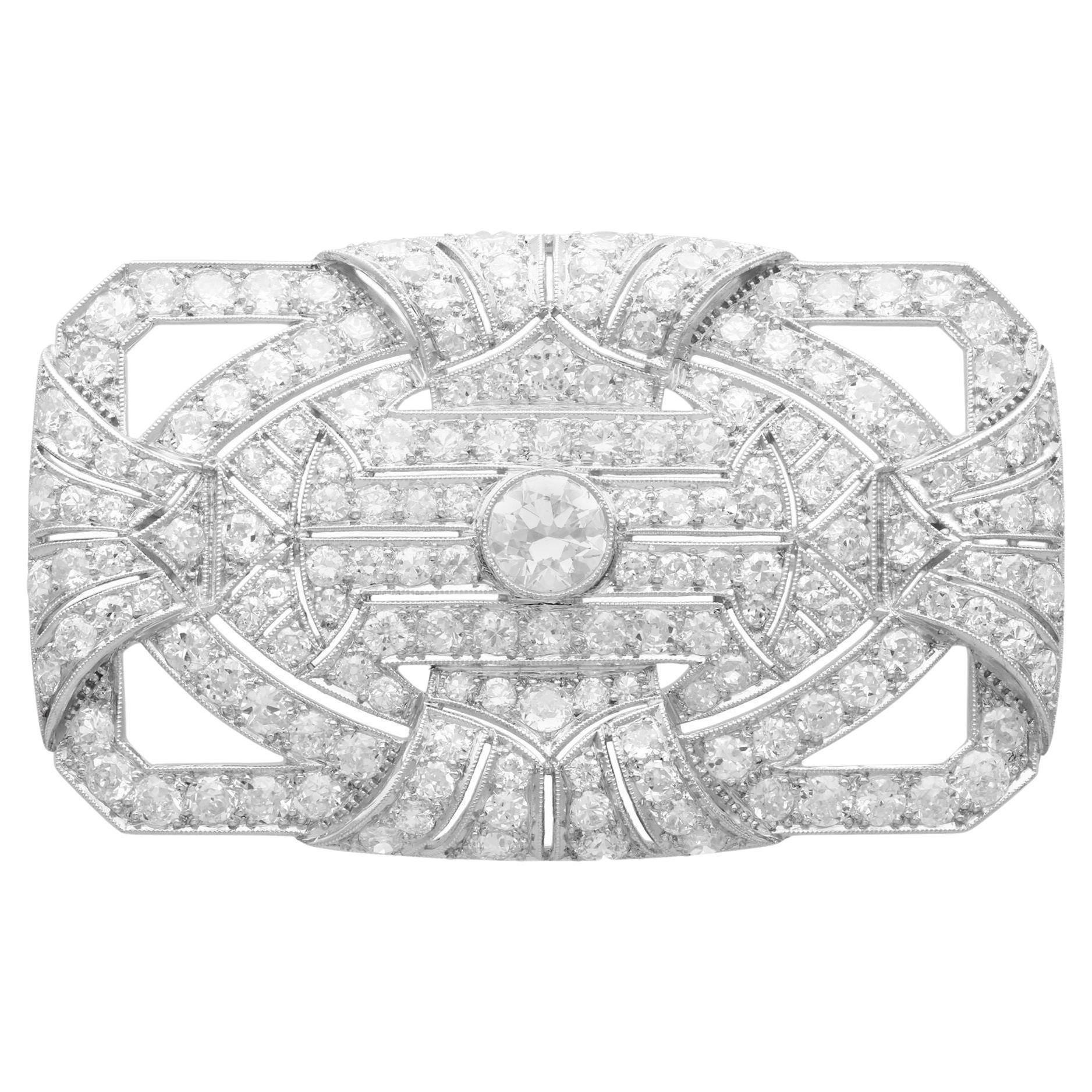 Art Deco 8.13 Carat Diamond and Platinum Brooch