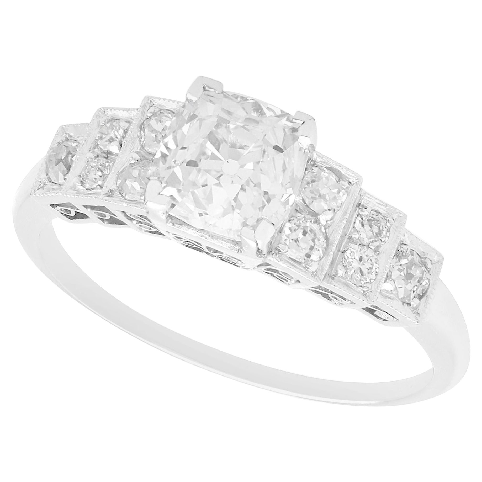 Antique 1.33 Carat Diamond and Platinum Engagement Ring