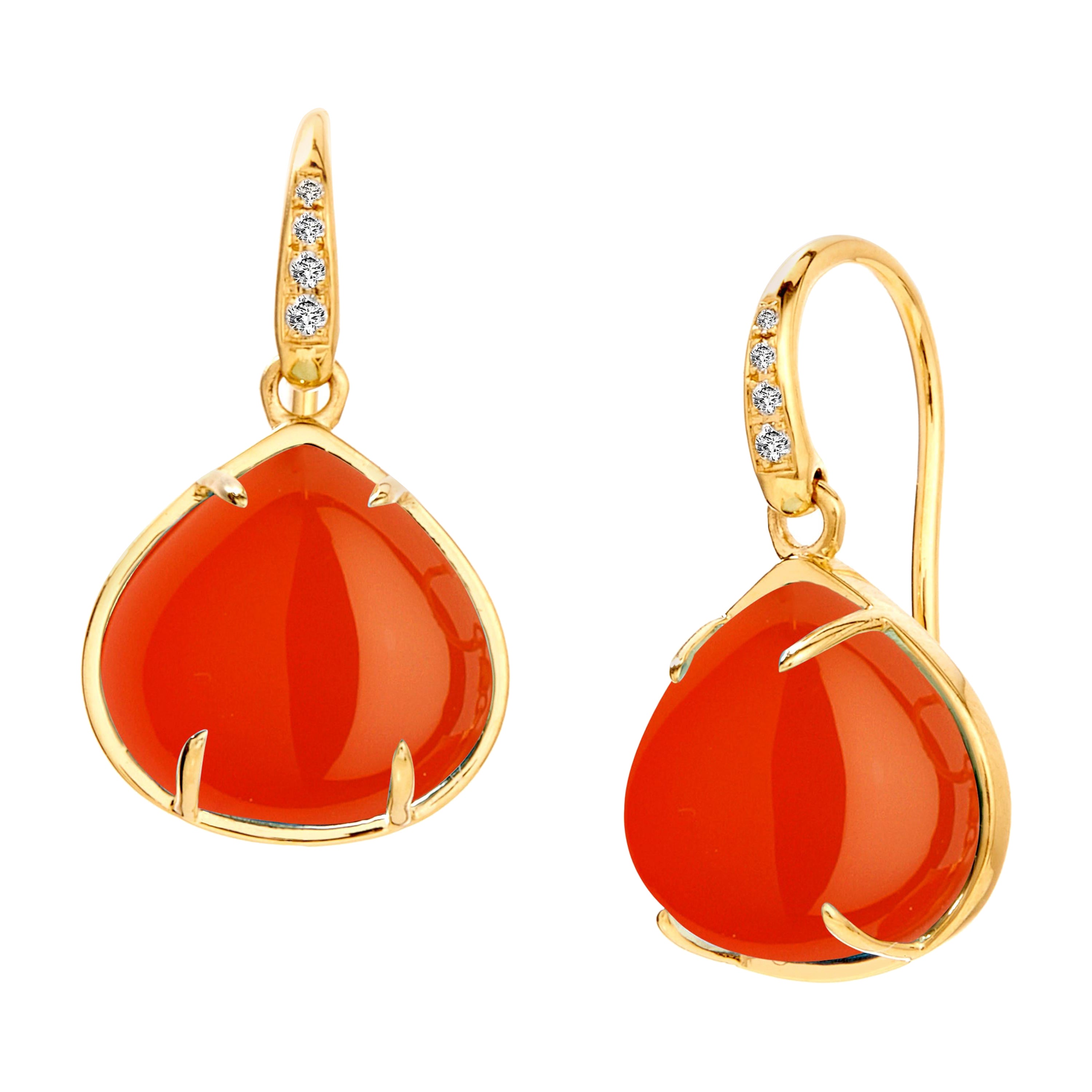 Syna Orange Chalcedony Yellow Gold Earrings with Diamonds
