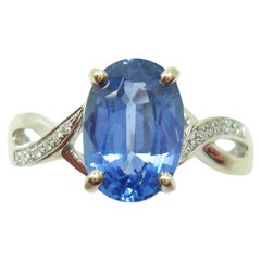 14K 2.20ct Ceylon Blue Sapphire and Diamond Ring