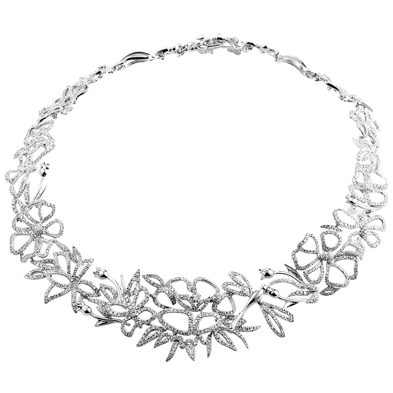 Gucci Diamond Gold Floral Choker Necklace