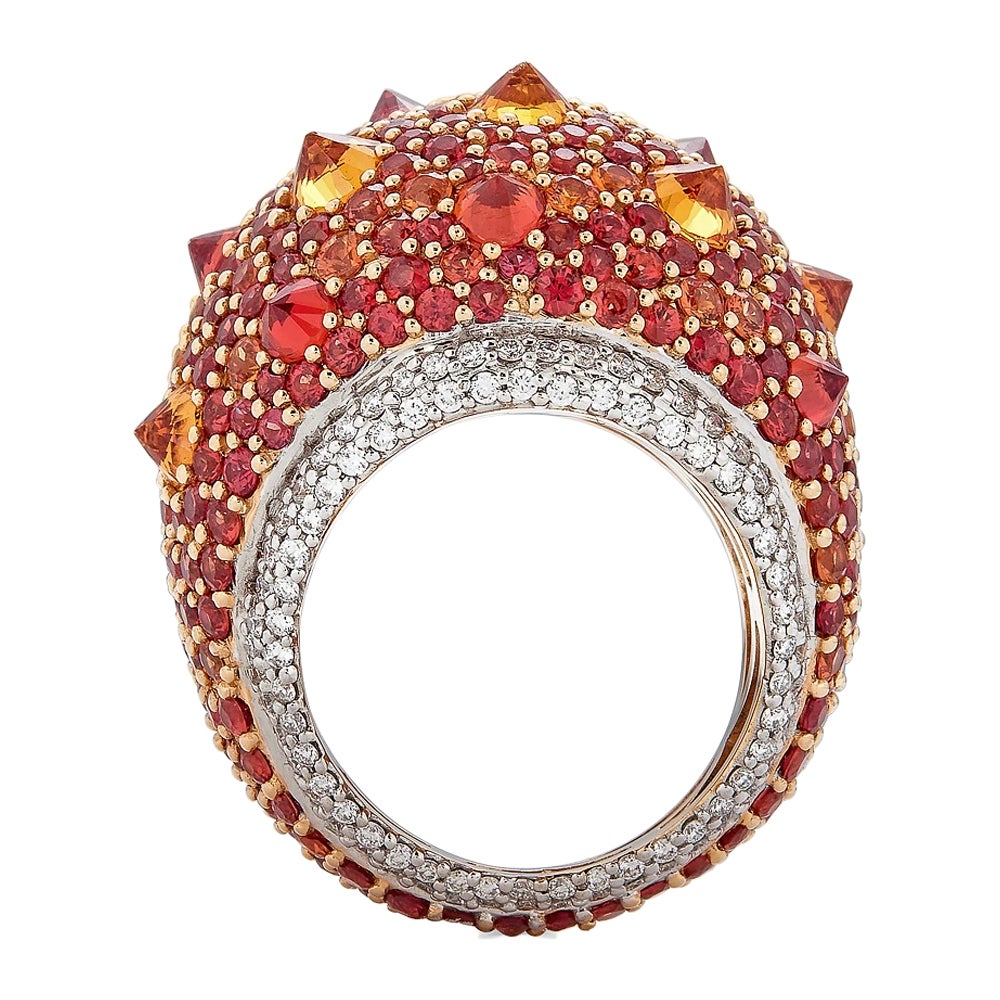 Piranesi Reverse Set Rhapsody Ring with 12.88 Orange Sapphire For Sale
