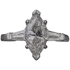 1.84 Carat Marquise Cut Diamond Platinum Ring