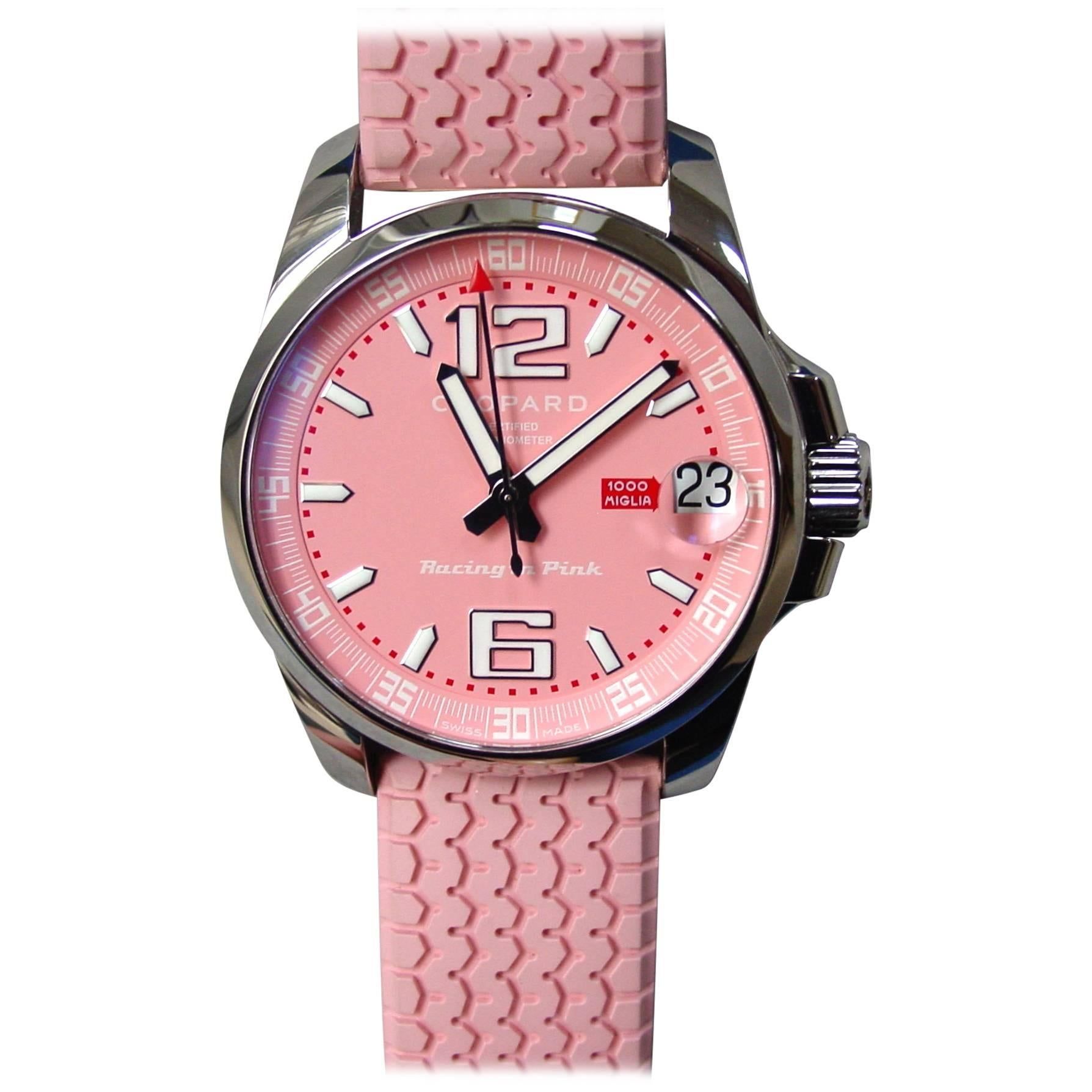 Chopard Stainless Steel Mille Miglia "Racing in Pink" Chronometer Wristwatch For Sale