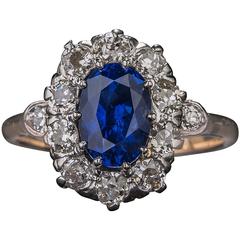 1920s Platinum-on-Gold 2.75 Carat Sapphire and Diamond Ring