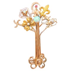 Antique 14K Victorian Stick Pin Collection Tree Brooch