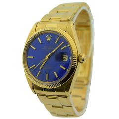 Rolex Yellow Gold Blue Dial Automatic Wristwatch Ref 1503