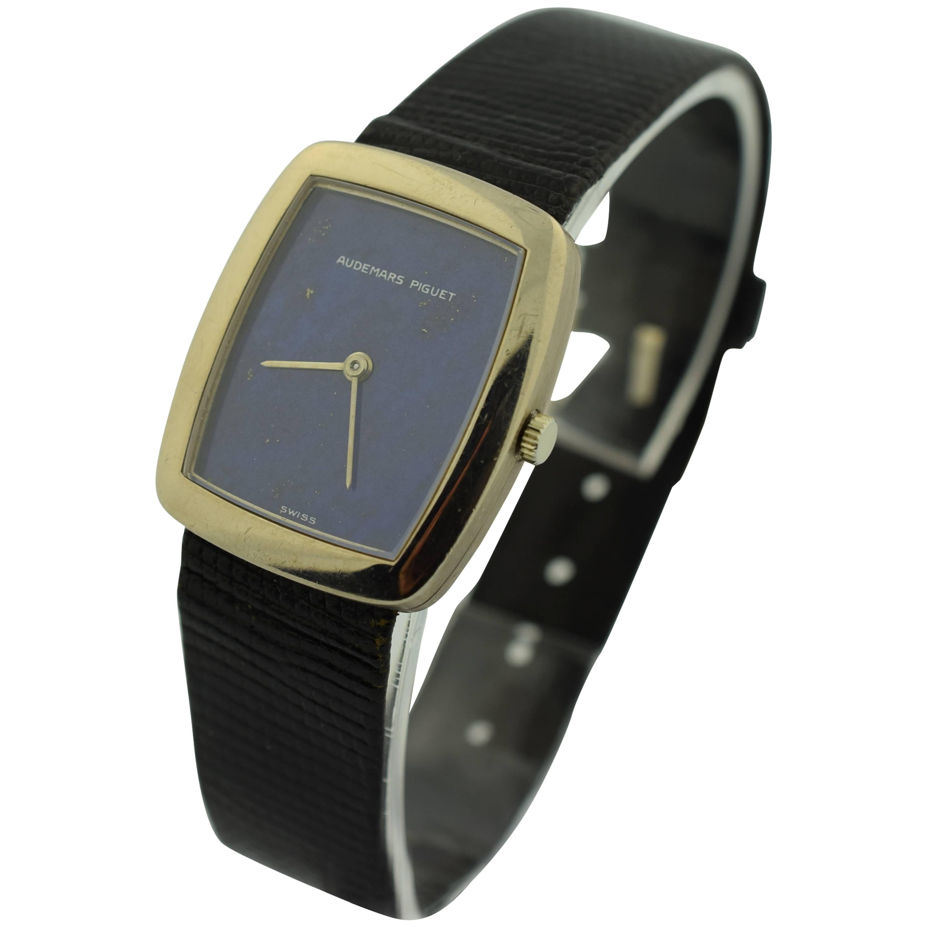 Audemars Piguet White Gold Blue Lapis Dial Wristwatch