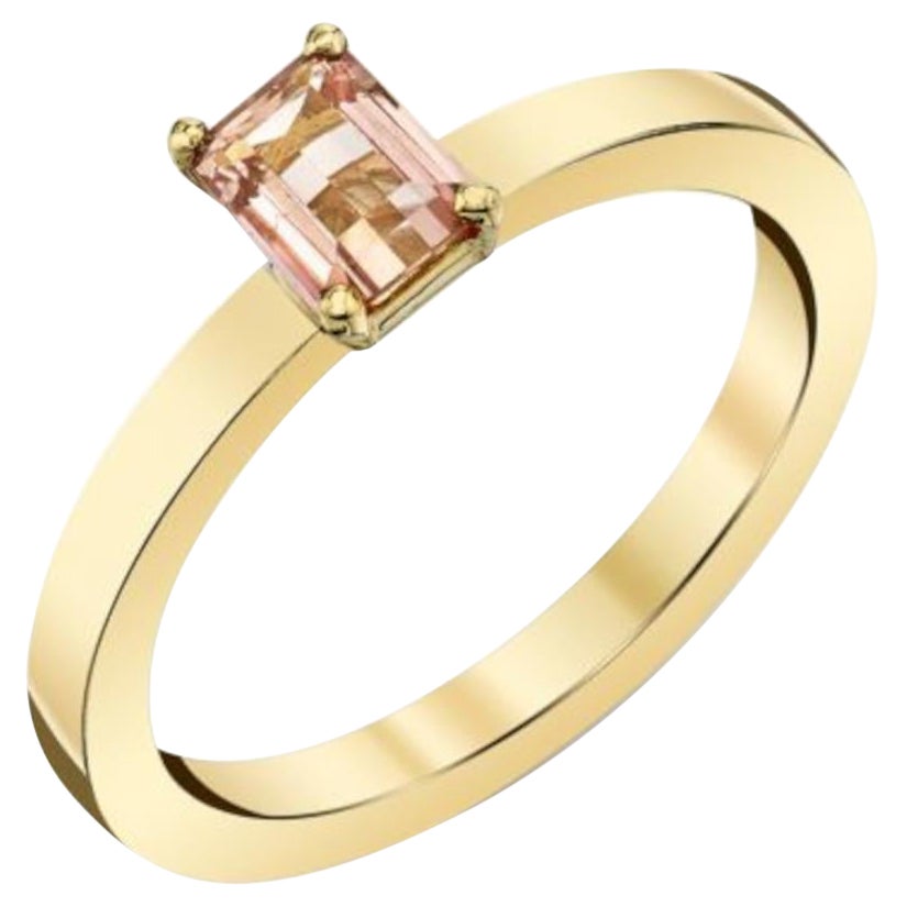 Precious Topaz Stackable Solitaire Band Ring in 18k Yellow Gold 