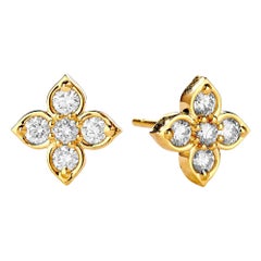 Boucles d'oreilles Syna en or jaune et diamants