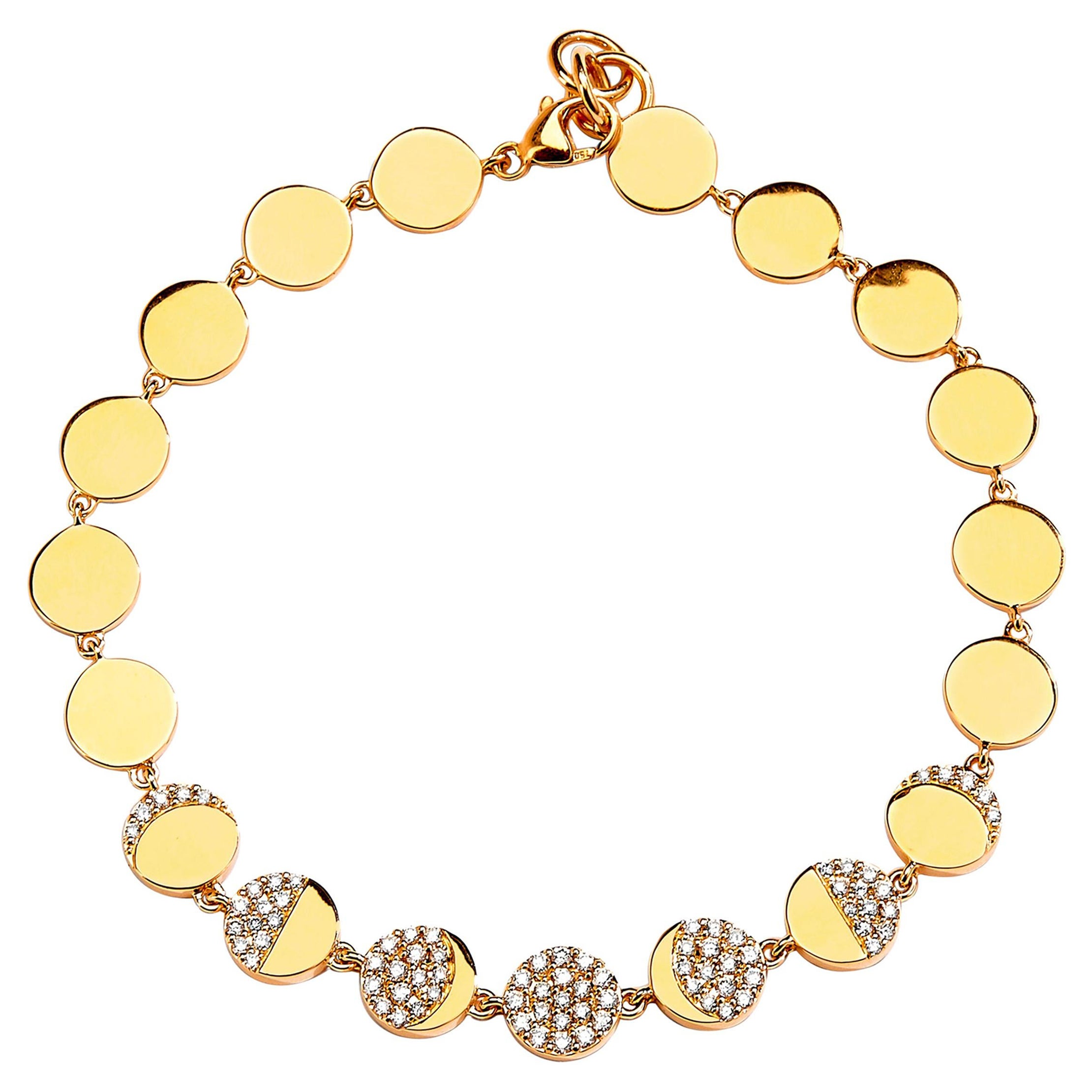 Syna Yellow Gold Cosmic Moon Phase Bracelet For Sale