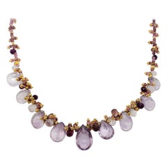Estate Amethyst Multi Shape Necklace in 18k Yellow Gold