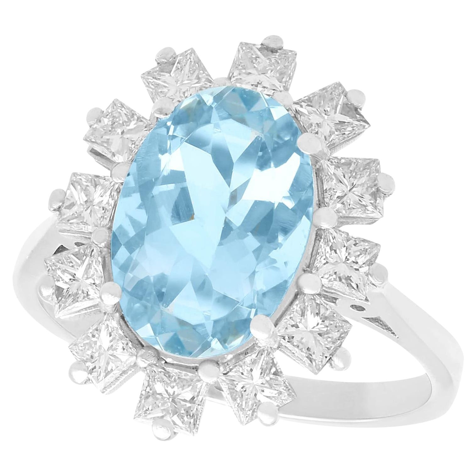 2.94 Carat Aquamarine and 1.10 Carat Diamond Platinum Engagement Ring