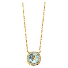Syna Yellow Gold Mogul Necklace with Blue Topaz and Champagne Diamonds
