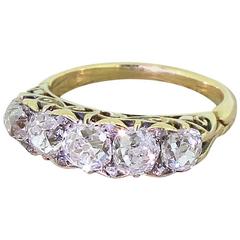 Antique Victorian 3.50 Carat Old Cut Diamond Five Stone Ring