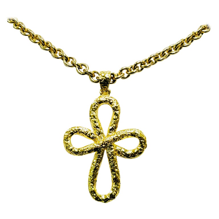 22k Gold Infinity Cross Pendant Necklace For Sale at 1stDibs