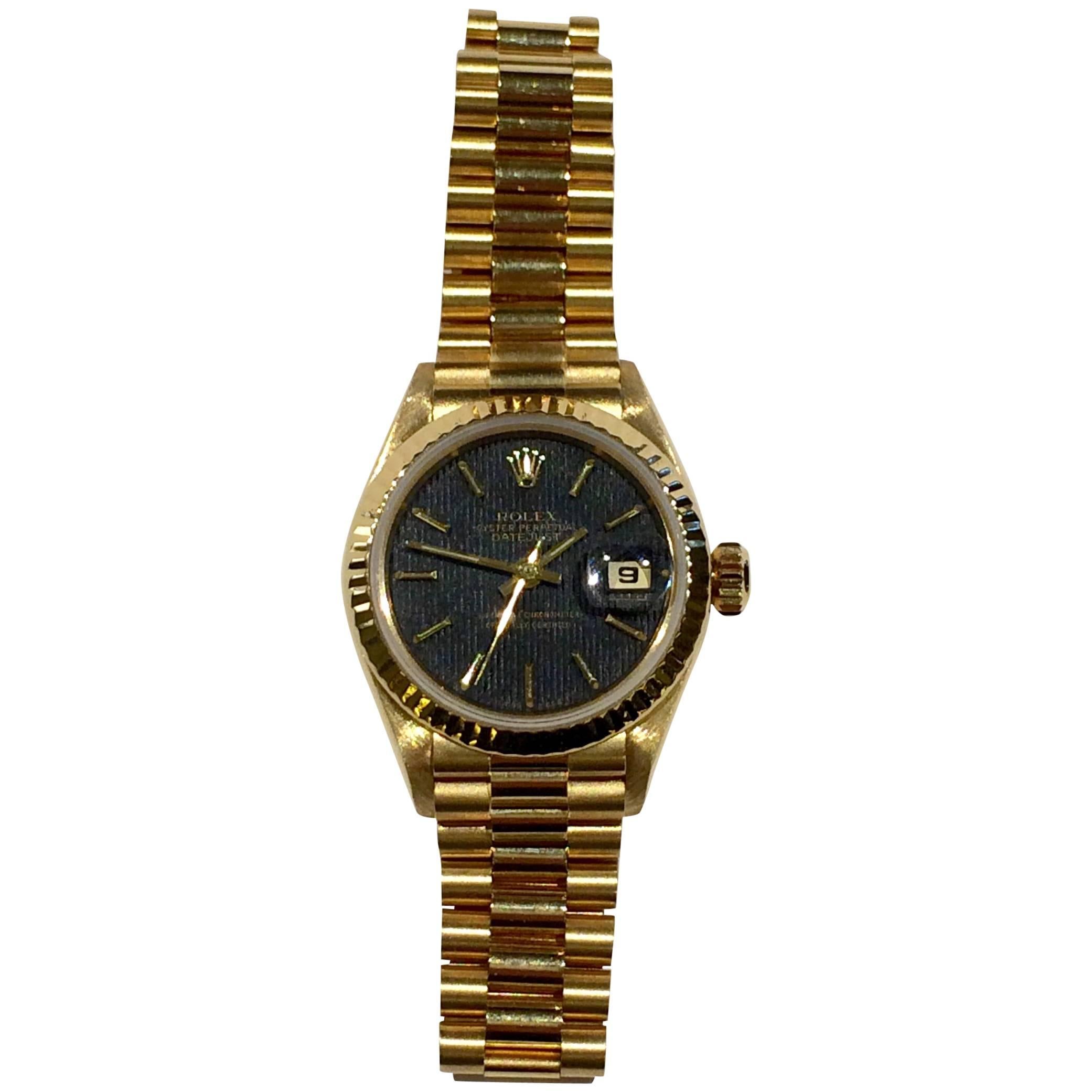 Rolex Yellow Gold Datejust President automatic Wristwatch Ref 69178 For Sale