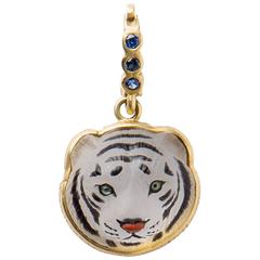 White Crystal Tiger Head Pendant 7