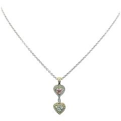 Framed Double Heart Diamond Pendant 9
