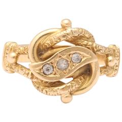  Victorian Lover's Knot Diamond Gold Ring 