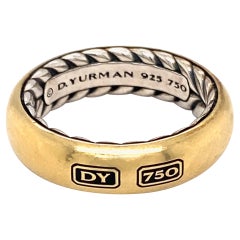 2015 David Yurman Wedding Band 18 Karat Yellow Gold and Sterling Silver