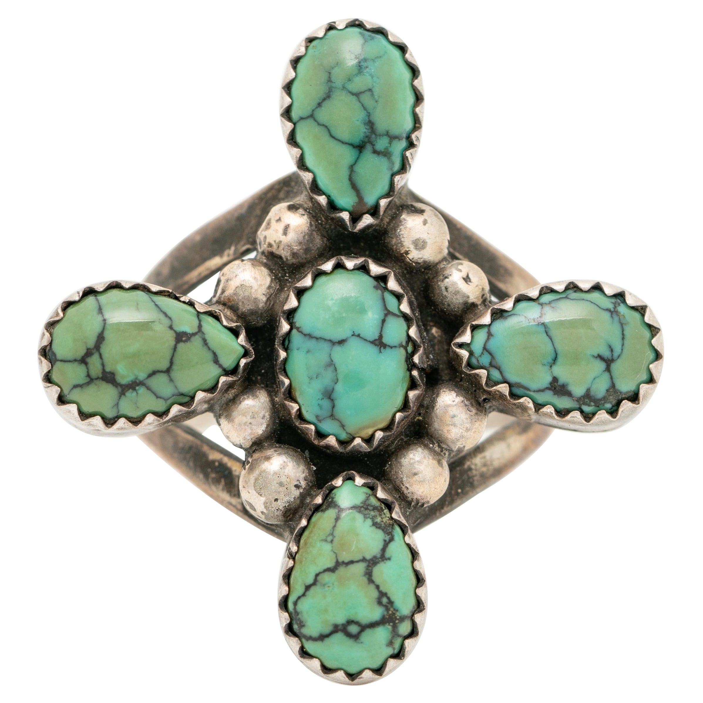 Native American Navajo Five Stone Turquoise Ring