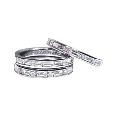 14 Karat Baguette Diamond Alternating Three Round Diamond 3/4 Wedding Band