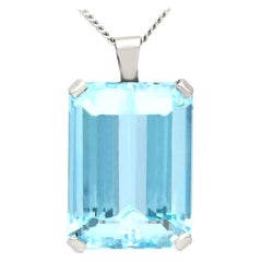 Vintage 18.27 Carat Aquamarine and Platinum Pendant