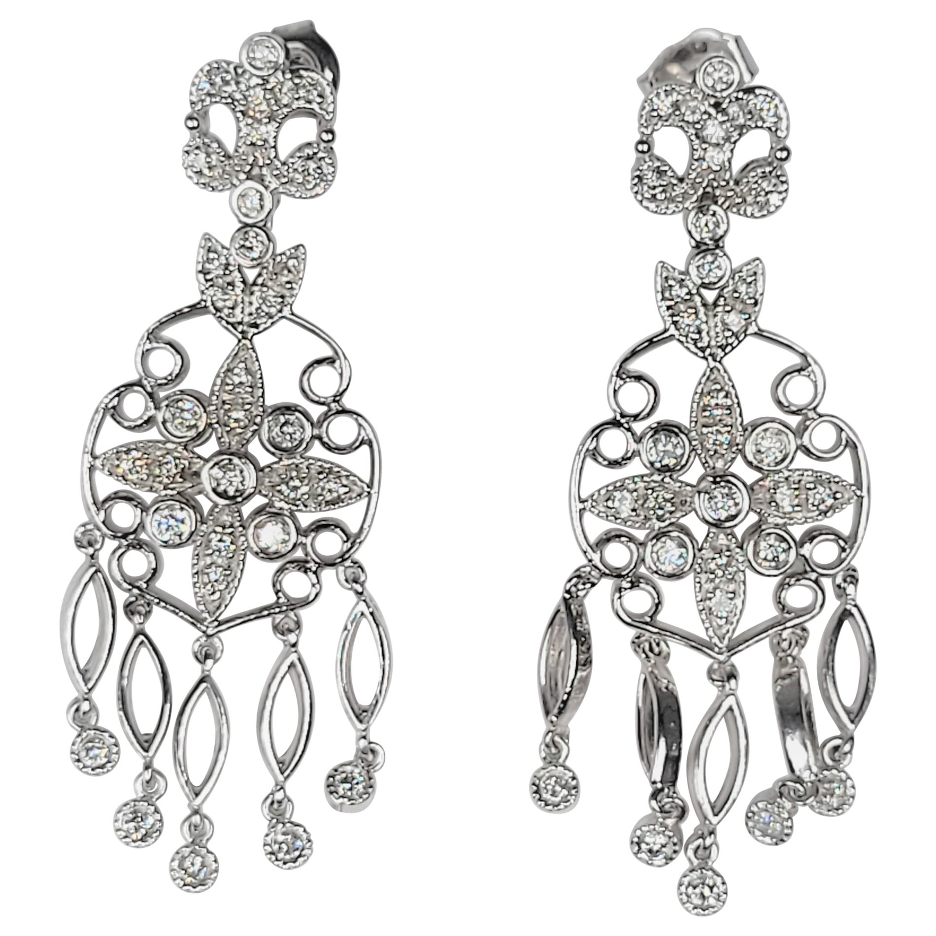 Diamond Chandelier Earrings in 14 Karat White Gold