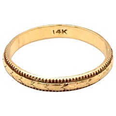 Circa 1920s, Art Deco Etched Gold Band Ring in 14 Karat Yellow Gold