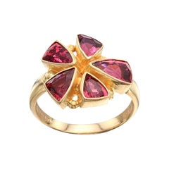 Steven Battelle 2,5 Karat Multi-Stein Rubelit Rosa Turmalin Ring 18k Gold