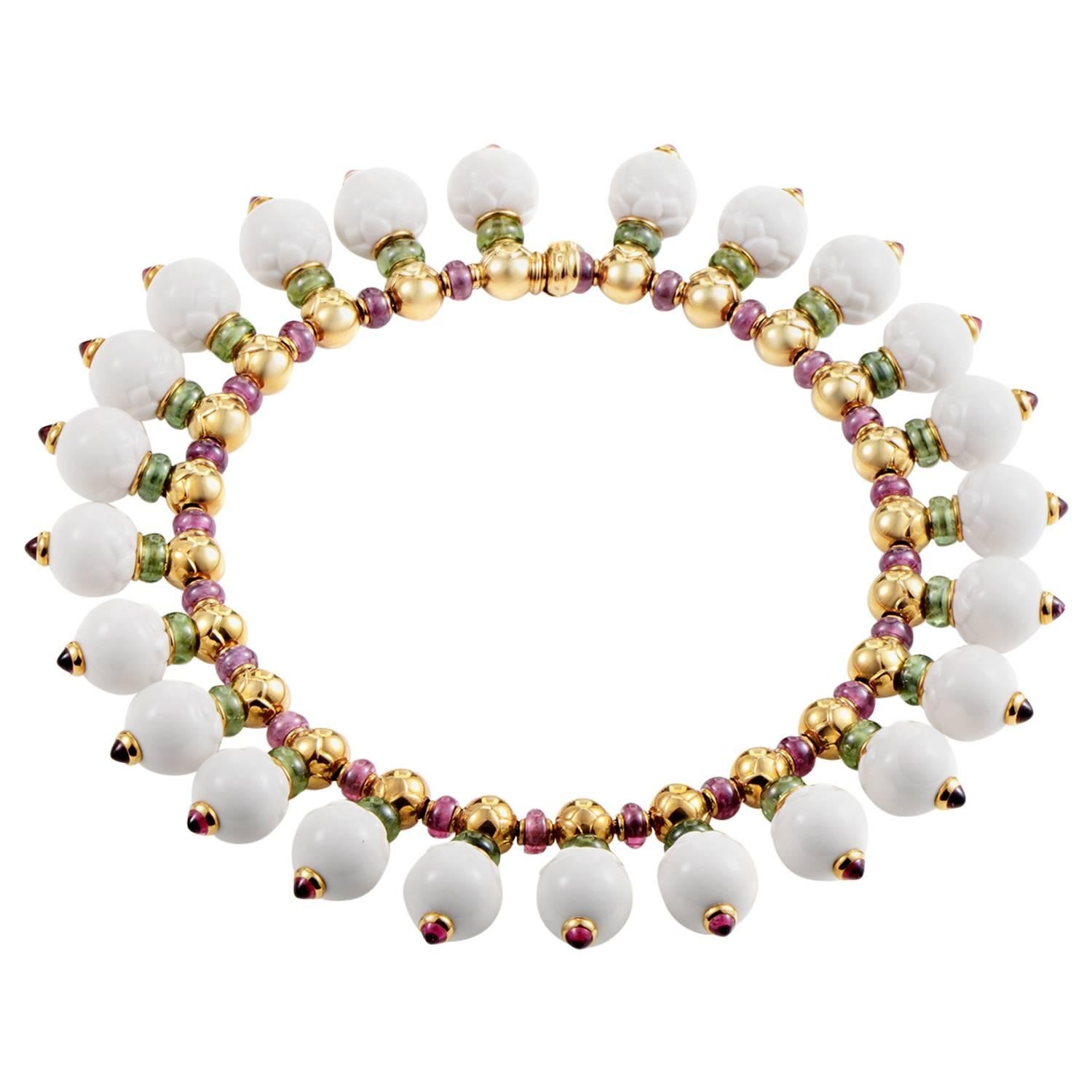 Bulgari Chandra Yellow Gold Gemstone Collar Necklace