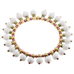 Bulgari Chandra Yellow Gold Gemstone Collar Necklace