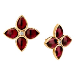 Syna Yellow Gold Garnet Earrings with Diamonds