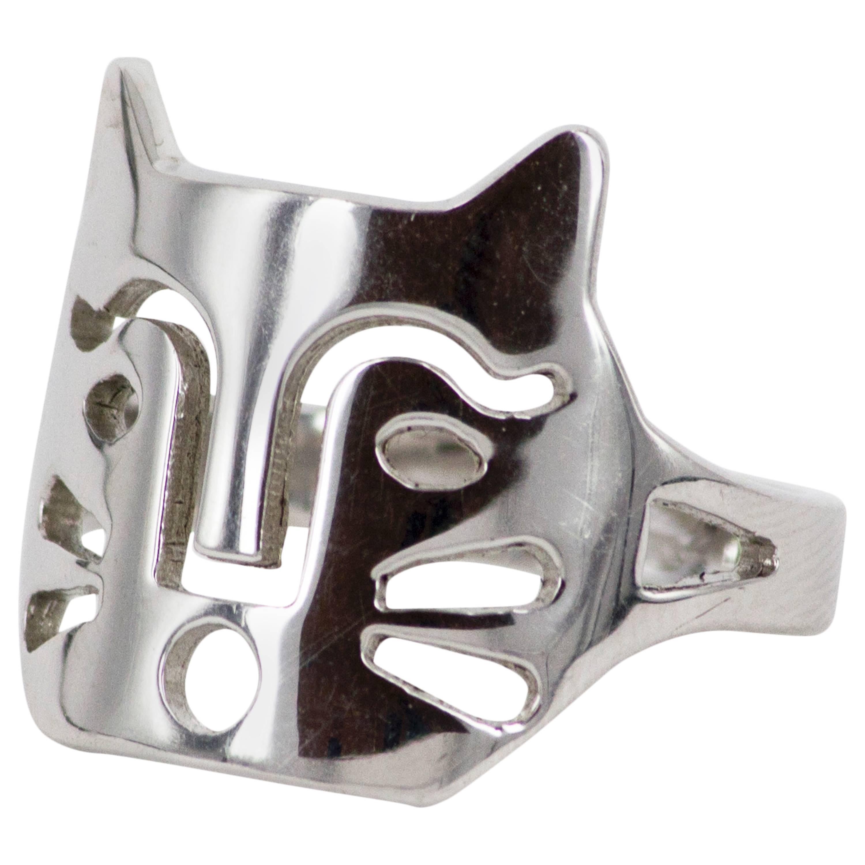 2001 Anna Gili "Felis Maya" silver ring  For Sale