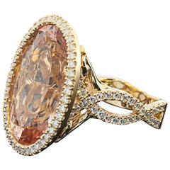 Rose Gold Oval Morganite and Diamond Ring