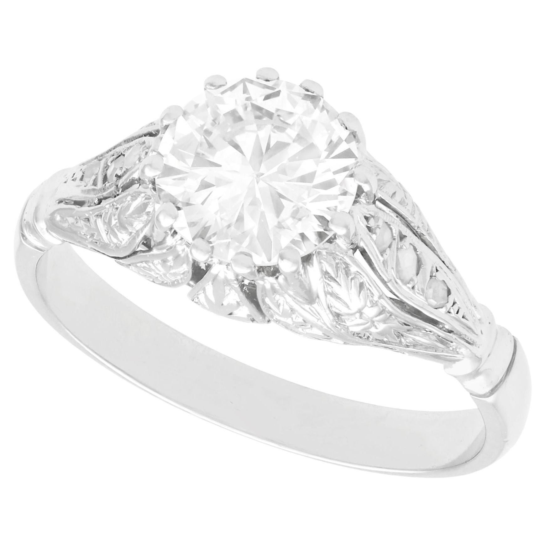 1.74 Carat Diamond and Platinum Solitaire Engagement Ring