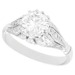 1930s Vintage French 1.74 Carat Diamond and Platinum Solitaire Ring